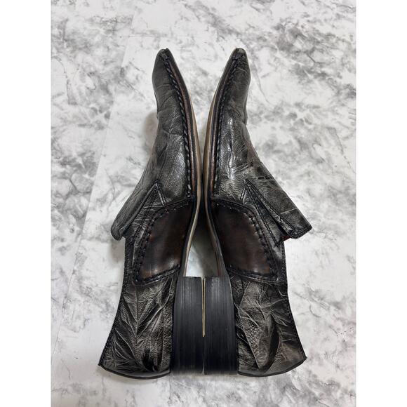 Robert Wayne Beam Mens Square Toe Dress Shoes 10 Distressed Leather Brown Loafer - Picture 9 of 12